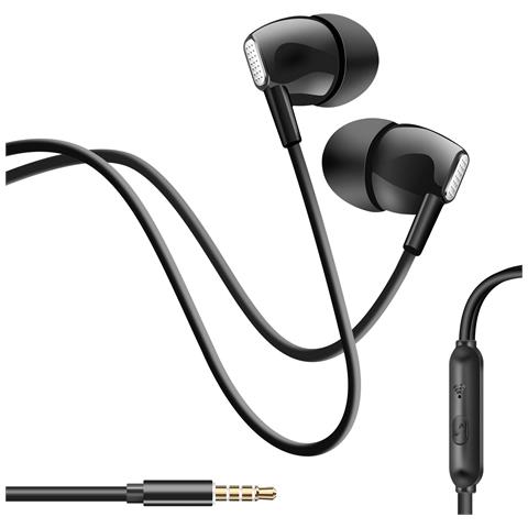 Cuffie Cablate Jack 3,5 Mm Con Microfono Integrato, Nero - Foto 1