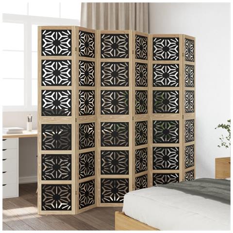 Divisorio Ambienti 6 Pannelli Marrone E Nero Legno Di Paulownia - Foto 3