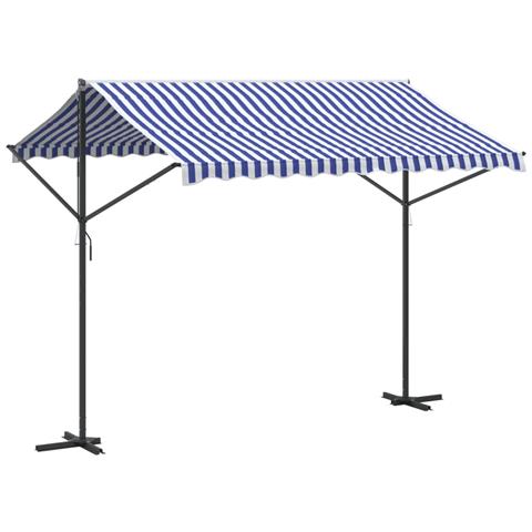 Tenda Da Sole Blu E Bianca 300x300 Cm In Tessuto E Acciaio - Foto 2