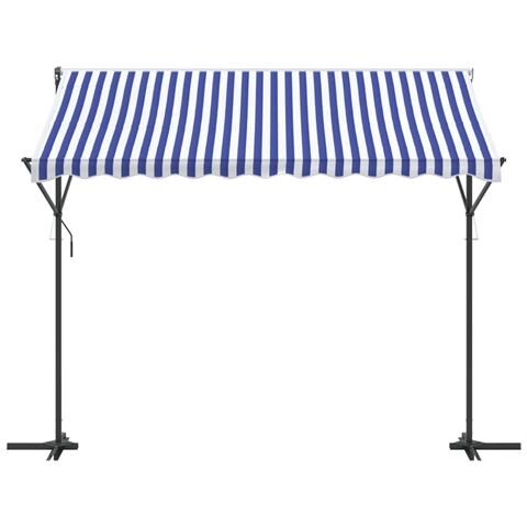 Tenda Da Sole Blu E Bianca 300x300 Cm In Tessuto E Acciaio - Foto 3