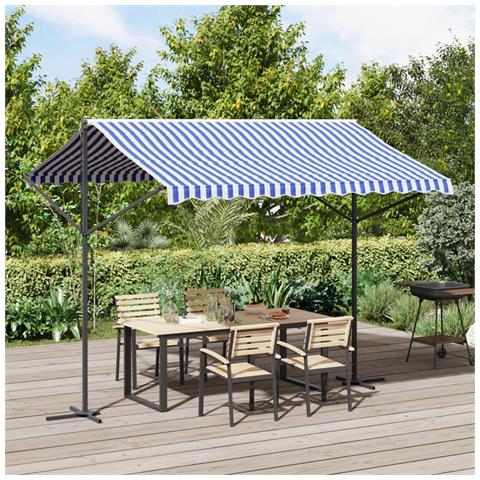 Tenda Da Sole Blu E Bianca 300x300 Cm In Tessuto E Acciaio - Foto 1