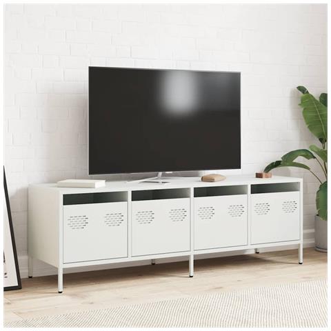 Mobile Tv Bianco 135x39x43,5 Cm In Acciaio Laminato A Freddo - Foto 3