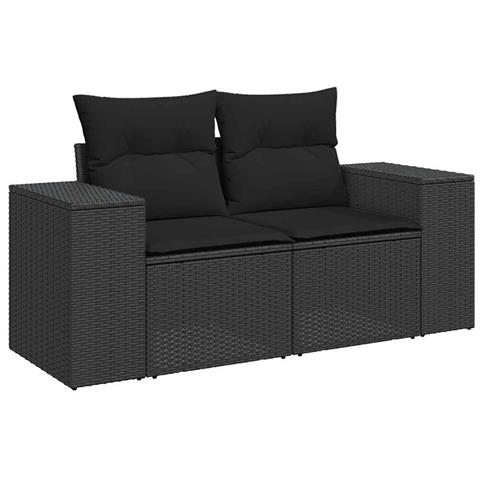 Set Divani Da Giardino Con Cuscini 8 Pz Nero In Polyrattan - Foto 3