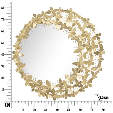 Specchio Con Cornice Farfalla 31 - Oro - Metallo - 81,5x3,5x81,5 Cm - Foto 6