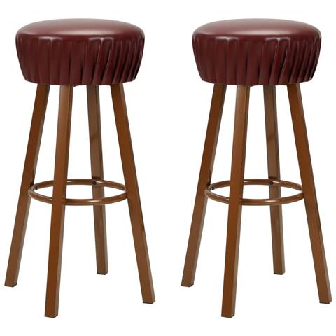 Lusso Casadino - Sgabelli Da Bar 2 Pz Marroni In Similpelle - Foto 2