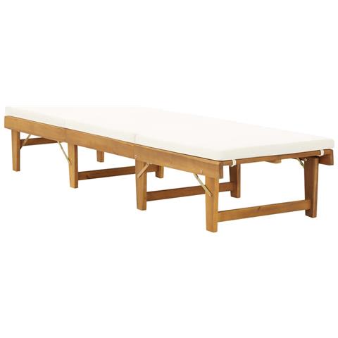 Lettino Prendisole Pieghevole Con Cuscino In Massello Di Acacia - Foto 1