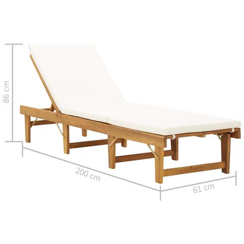 Lettino Prendisole Pieghevole Con Cuscino In Massello Di Acacia - Foto 7