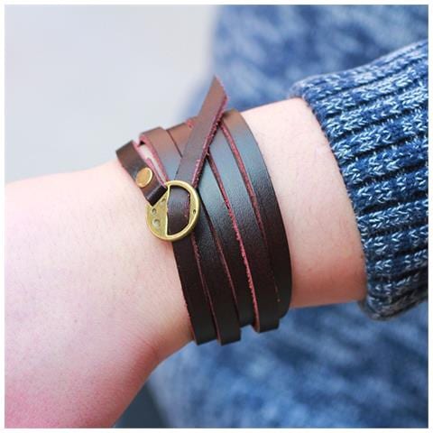 Bracciale In Pelle Intrecciata In Caffè Scuro E Bronzo Antico - Foto 2