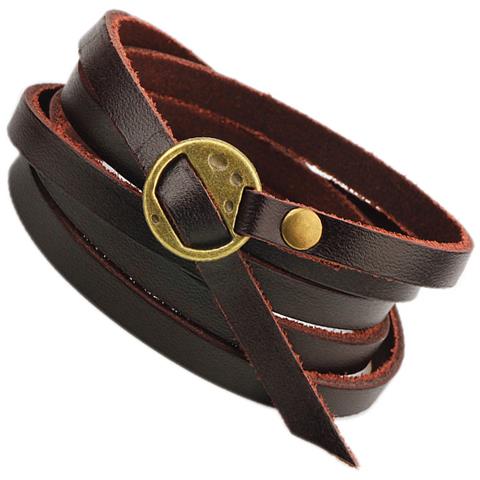 Bracciale In Pelle Intrecciata In Caffè Scuro E Bronzo Antico - Foto 3