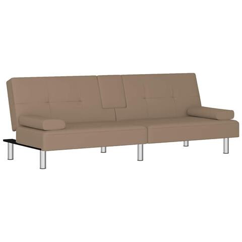 Divano Letto con Portabicchieri in Similpelle Cappuccino - Foto 1