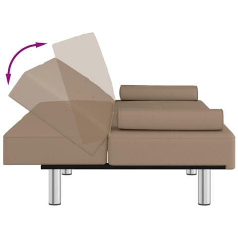Divano Letto con Portabicchieri in Similpelle Cappuccino - Foto 9