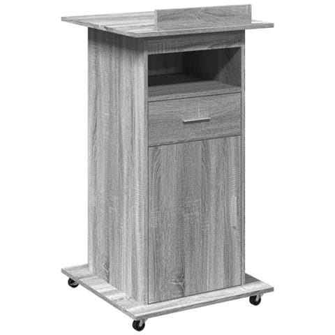 Leggio con Ruote Cassetto Grigio Sonoma 55x55x107cm Multistrato - Foto 1