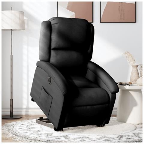 Poltrona Alzapersona Reclinabile Elettrica Nera in Tessuto - Foto 2