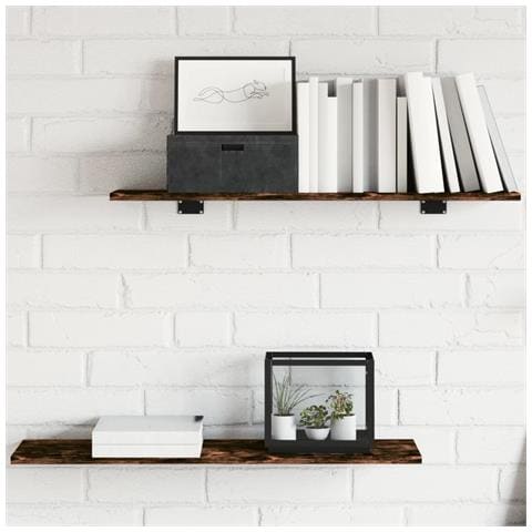 Mensole Parete 4pz Rovere Fumo 80x20x1,5 cm Legno Multistrato - Foto 2