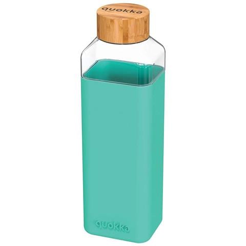 Bottiglia Quadrata 700 Ml Con Tappo A Vite In Bambù, Turchese - Foto 1