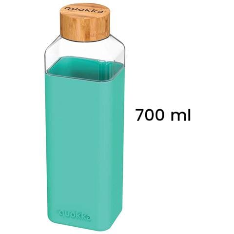 Bottiglia Quadrata 700 Ml Con Tappo A Vite In Bambù, Turchese - Foto 5