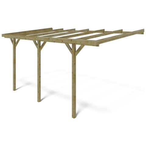 Tettoia Posto Auto Coperto In Legno 3x5.24 M - 15 M2 - Addossato - Foto 1