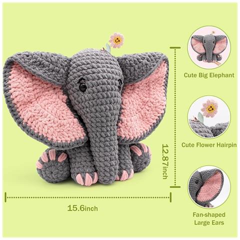 Kit Fai Da Te Uncinetto Elefante - Foto 2