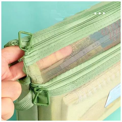 Borsa Portadocumenti A Doppio Strato Rorzata - Organizer Per Esami In Rete Di Nylon - Foto 4