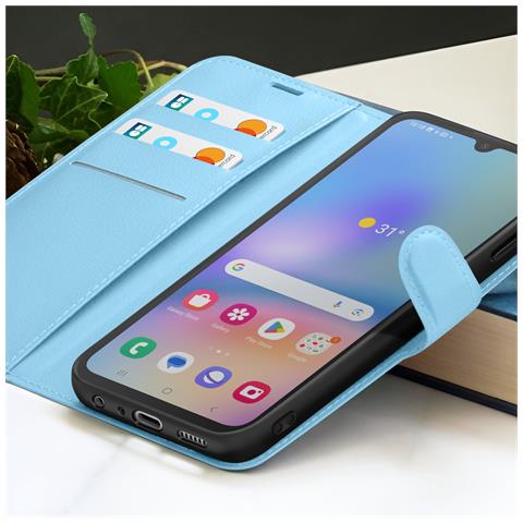 Custodia A Portafoglio Per Galaxy A05s Con Funzione Di Supporto E Linguetta Magnetica, Azzurro - Foto 5