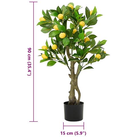 Albero di Limoni Artificiale 234 Foglie 90 cm Verde - Foto 5
