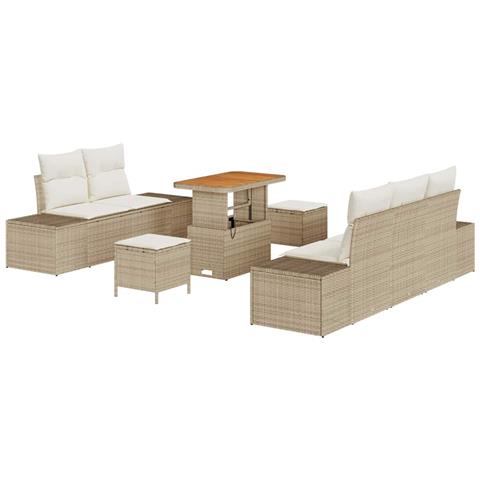 Set Divano da Giardino 8 pcs Beige e Crema 90 x 55 x 71 cm - Foto 1