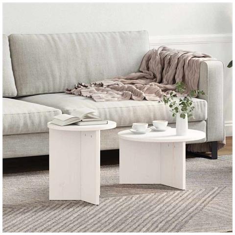Tavolino da salotto 2 pcs Bianco 49 x 49 x 28 cm - Foto 2