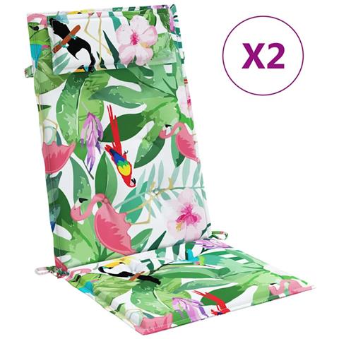 Cuscini per Sedia Schienale Alto 2pz Multicolore Tessuto Oxford - Foto 1