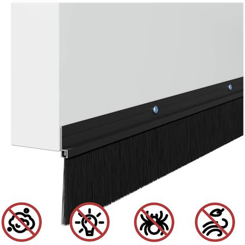 Spazzole per porte a vite 6 pcs Nero 100 cm Lega di alluminio - Foto 9