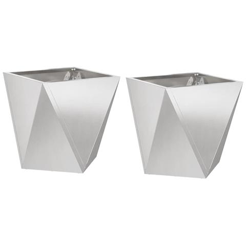 Fioriera 2 pcs Argento 30 x 30 x 30 cm Acciaio inossidabile - Foto 1