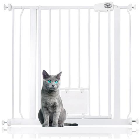 Bettacare Cancelletto Per Animali Con Gattaiola Bloccabile, 81.4cm - 89cm, Bianco, Altezza Di 75cm - Foto 1