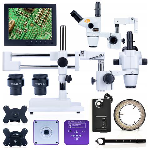 Mikroscopio Stereoscopico Trinoculare Moon Pro Msmp-t-sdms1-6745 - Zoom 6,7x-45x, Display 8"", Camera 51mp, Illuminatore Led 56x - Foto 1
