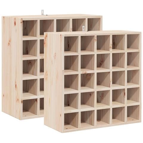 Portabottiglie 2 pcs Naturale 56 x 25 x 56 cm Pino massello - Foto 1
