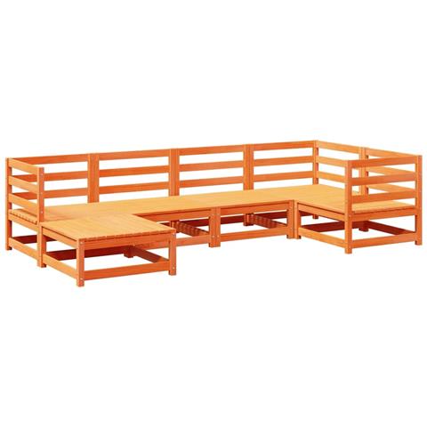 Set Divani da Giardino 6 pz Marrone Cera Legno Massello Pino - Foto 1