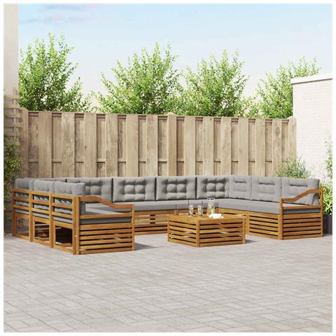 Set divani con cuscino 10 pcs Grigio Naturale e Chiaro - Foto 2