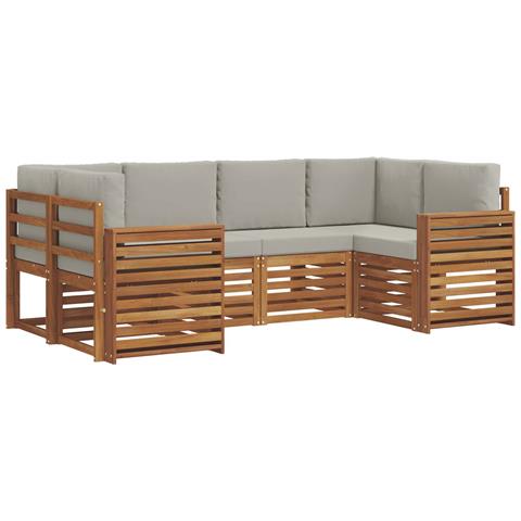 Set divani con cuscino 6 pcs Grigio Naturale e Chiaro - Foto 1