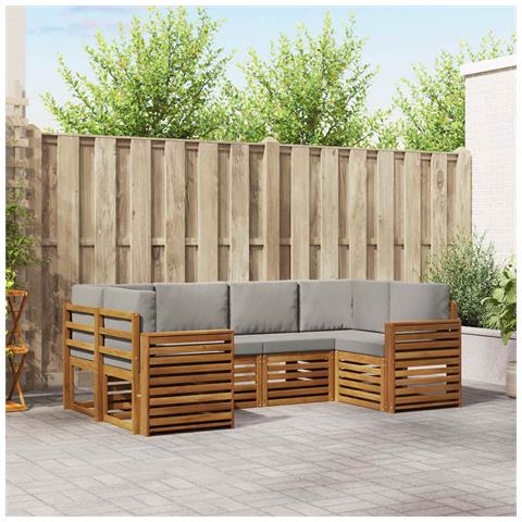 Set divani con cuscino 6 pcs Grigio Naturale e Chiaro - Foto 2