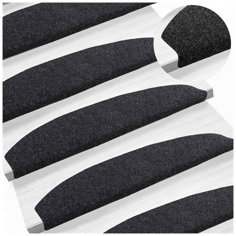 Tappetini per scale autoadesivi 15 pcs Nero 80 x 24,5 x 3,5 cm - Foto 2