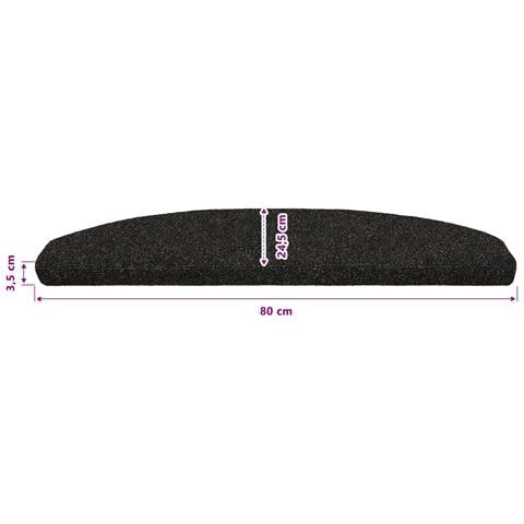 Tappetini per scale autoadesivi 15 pcs Nero 80 x 24,5 x 3,5 cm - Foto 9