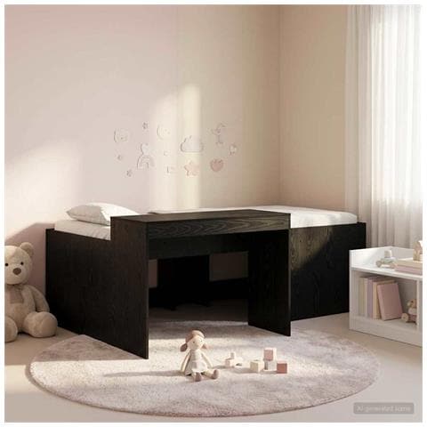 Letto alto per bambini con scrivania Nero 98.5 x 200 cm - Foto 2