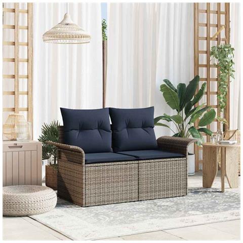 Divano da giardino con cuscino 141 x 62 x 69 cm polyrattan - Foto 2