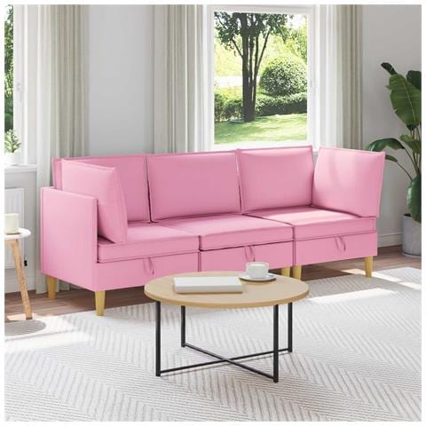 Set di divani modulari con spazio di archiviazione 3 pcs Rosa - Foto 2