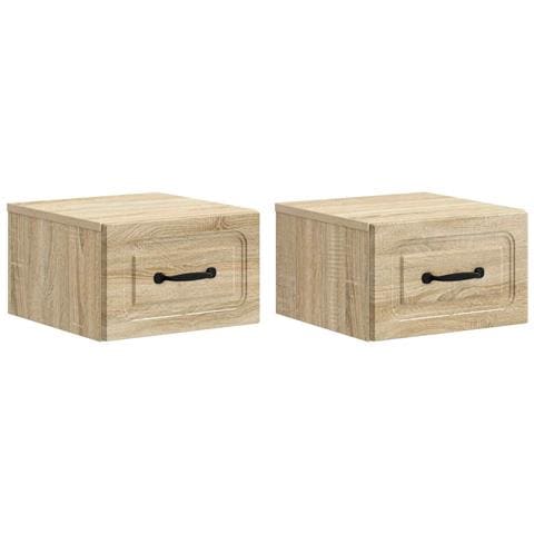 Mobiletto da notte a muro 2 pcs Rovere Sonoma 34,5 x 33 x 20 cm - Foto 1