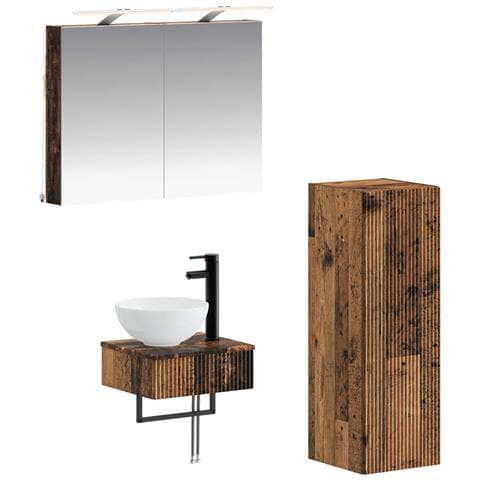 Set di Armadi da Bagno 4 pcs Legno antico 40 x 10,5 x 60,5 cm - Foto 1