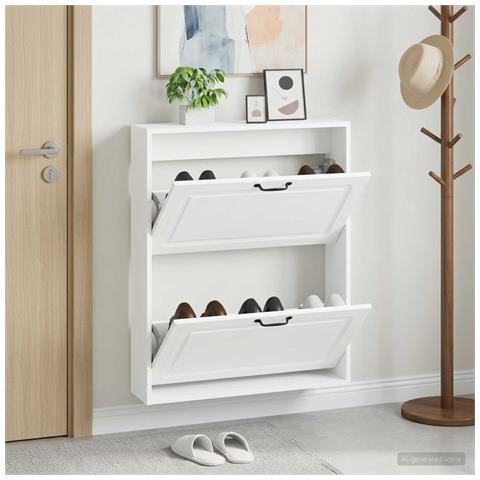 Mobiletto per Scarpe da Muro UTRECHT 71 x 17 x 86 cm Bianco - Foto 2