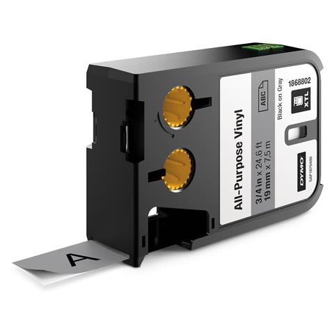 Nastro in Vinile per Etichettatrice Formato 19 mm x 7 m Nero su Grigio - Foto 3