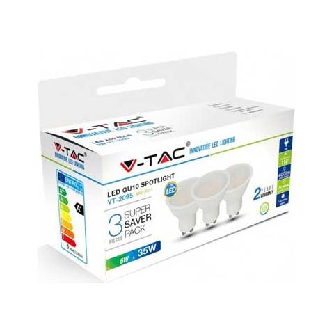 Kit Super Saver Pack 3pcs / pack Lampadine Spot Led Faretto 5w Gu10 Vt-2095 - Sku 7271 Bianco Freddo 6400k - Foto 1