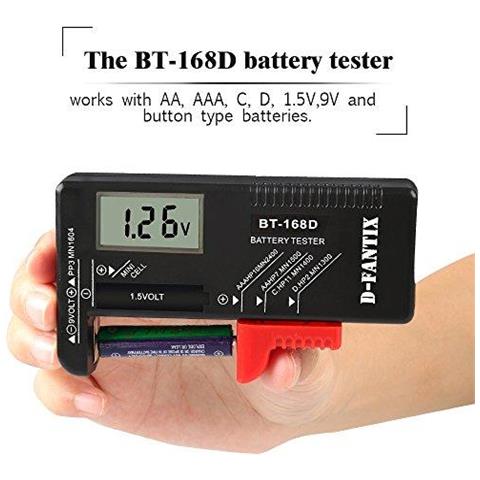 Checker Tester Volt Per Aa Aaa C D 9v 1.5v Batterie A Bottone Nero Bt-168d - Foto 2