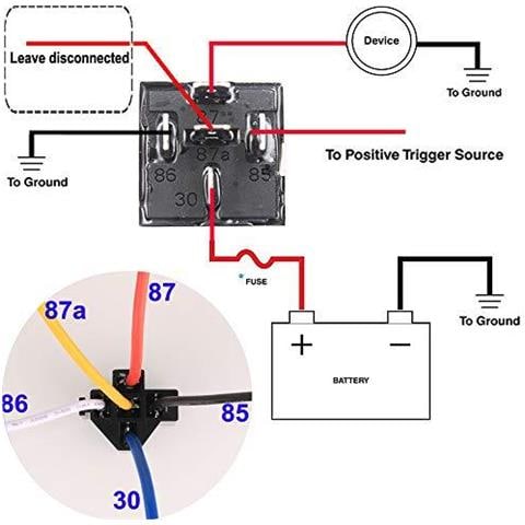 Jd1914 12v 40a Car Rel Con Imbracatura Sockets 5 Pin Spdt Relay Con Fili Di Colore-etichettato Per Automotive Camion Van Moto Barche (confezione Da 2)  - Foto 4