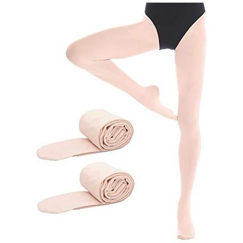 Footed Balletto Di Danza Collant Per Ragazze Bambini Donne 2 Paia Rosa S (et 5-8)  - Foto 1
